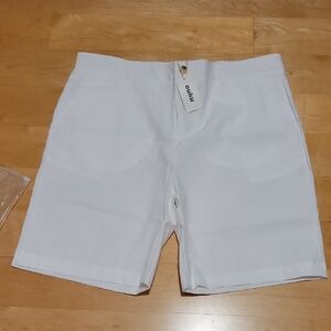 NWT White Cotton Linen Dress Shorts Mens XL